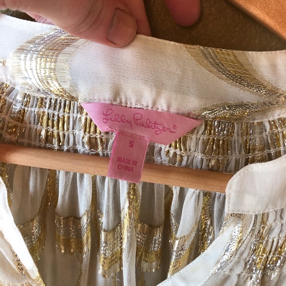 Lilly Pulitzer Metallic Gold Elsa Top - Picture 4 of 8
